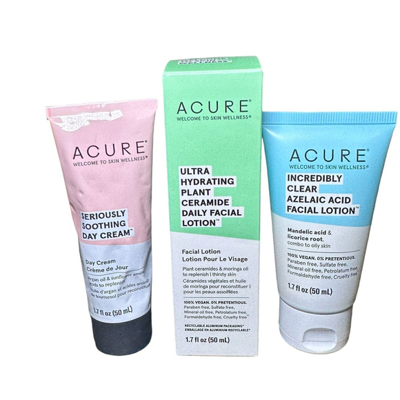 ACURE Facial Lotion Bundle NEW Day Cream Ceramide Lotion Azelaic Acid Lotion - Picture 1 of 10